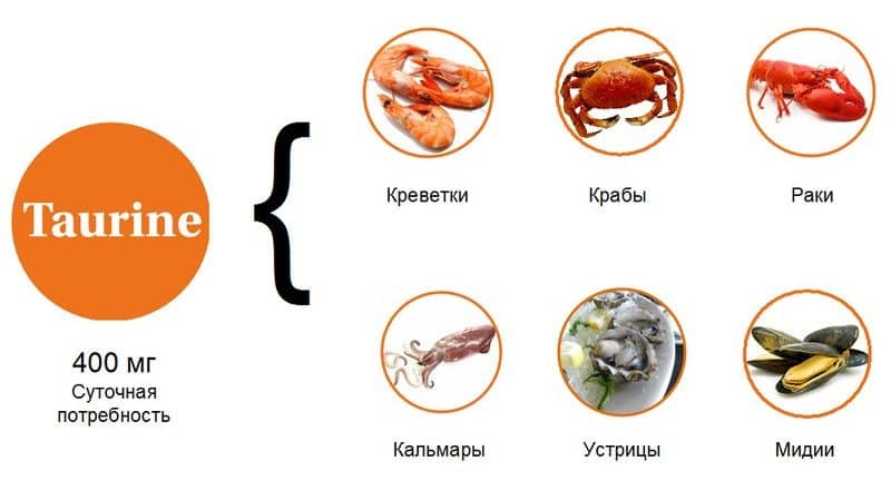 Продукты с таурином