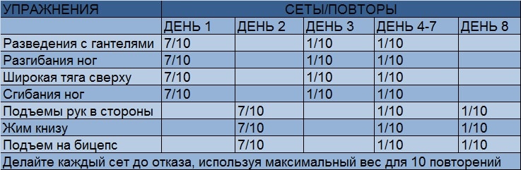 Тренировки по дням